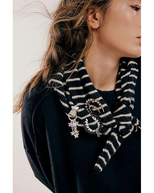 Free People Black Essential Triangle Striped Scarf