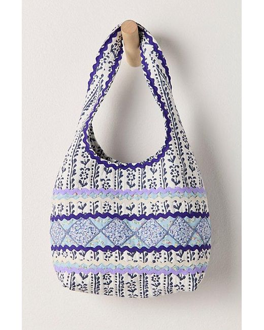 Anna Sui Blue Mini Prairie Patchwork Bag