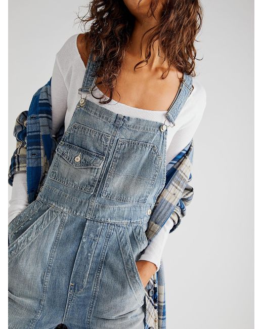 Free People Murphy Utility Overalls in Blue | Lyst Canada