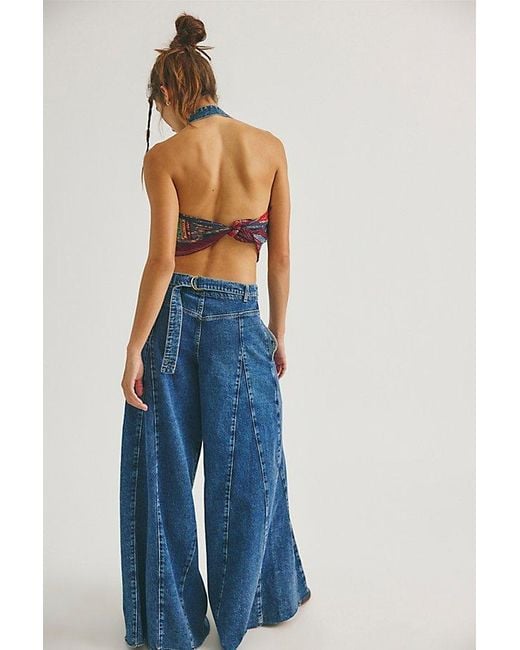 Free People Blue Vista Apron Jumpsuit