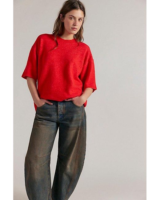 Free People Red Margot Softspun Sweater Tee