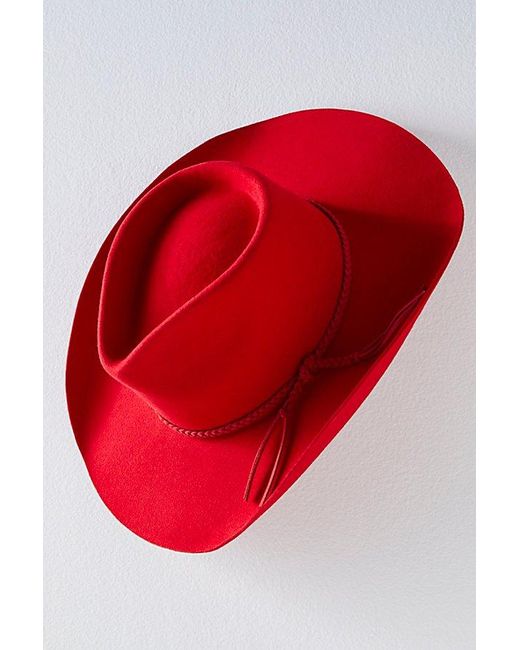Free People Red Adelaide Felt Cowboy Hat