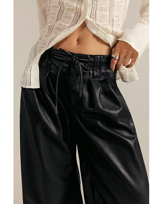 Free People Black Julien Wide Leg Vegan Leather Pants