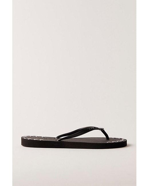 Brizza Arezzo Black Keepsake Embellished Thong Sandals By