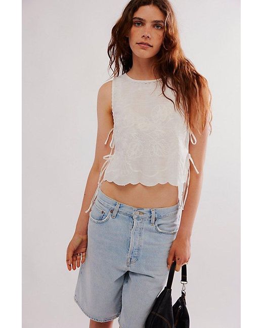 Free People White Faded Gardens Tank Top