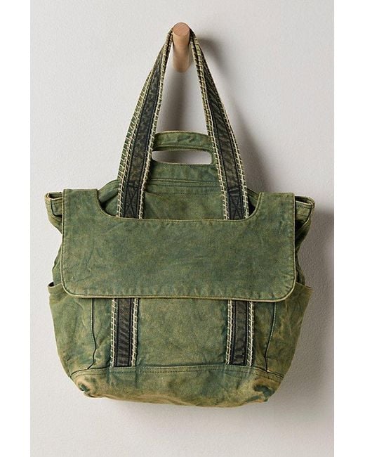 Free People Green Cordes Canvas Tote