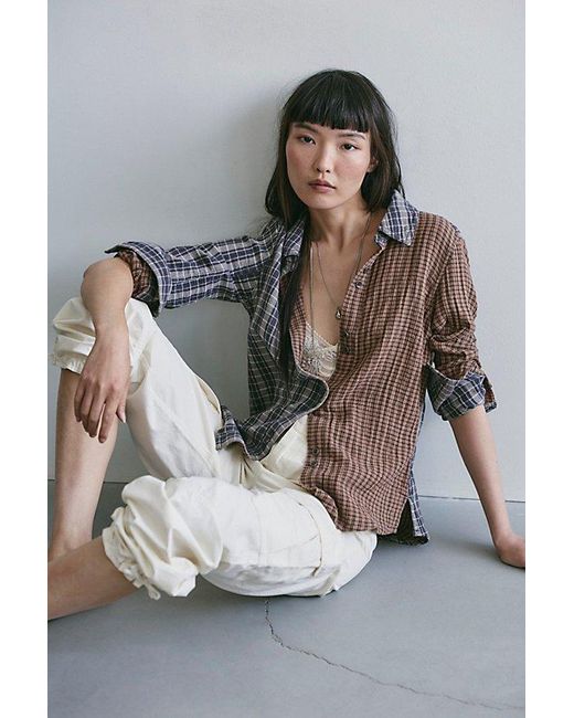 Free People Multicolor Benny Slim Plaid Button-Down