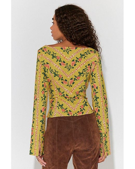 Free People Yellow Asher Printed Top