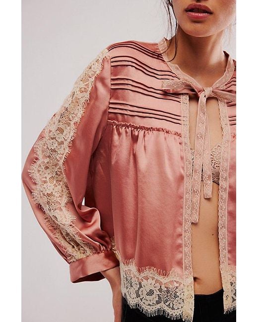 Anna Sui Lace Trimmed Bed Jacket in Pink Lyst