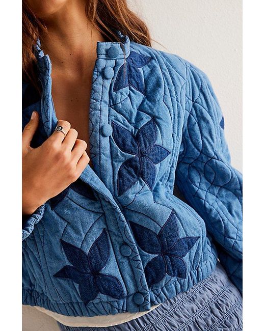 Free People Blue Quinn Quilted Jacket