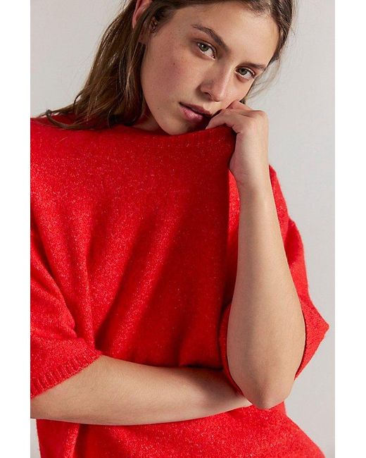 Free People Red Margot Softspun Sweater Tee
