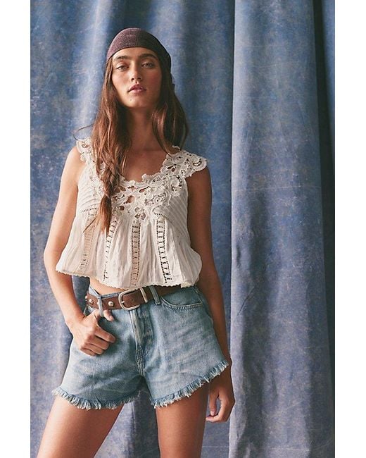 Free People Blue We The Free Sparks Fly Shorts