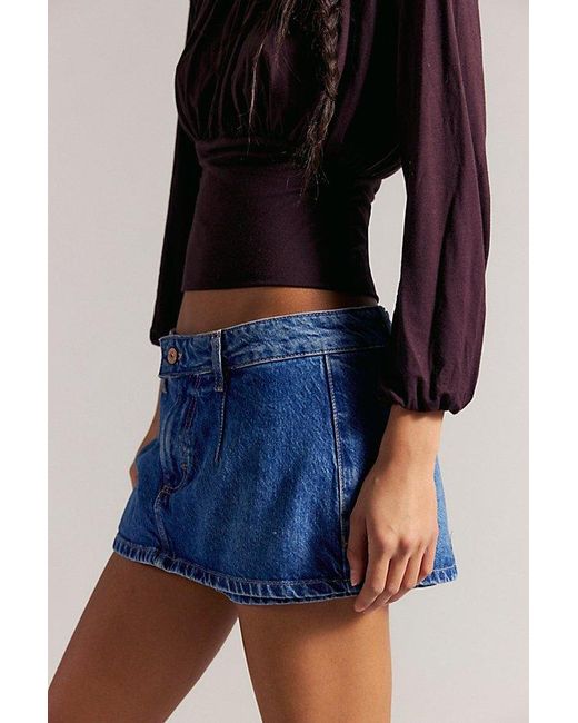 Free People Blue We The Free Galivanting Peekaboo Skort