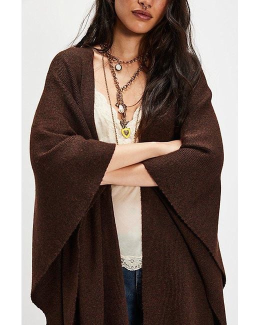 Free People Brown Blanket Duster Wrap Top