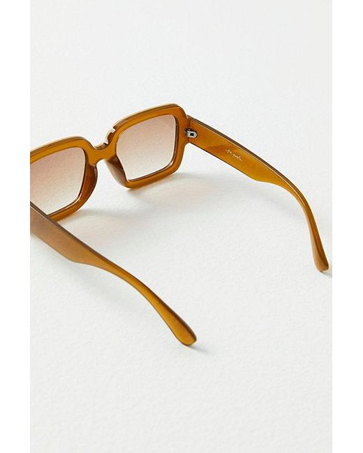 Free People Brown Shadow Side Square Sunglasses At In Green Tea