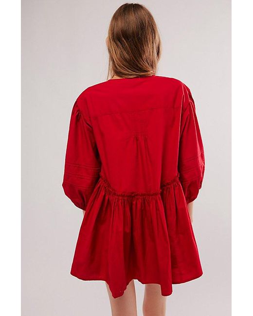 Free People Red Wrapped In Love Tunic