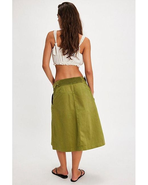 Free People Green Sunday Sweetheart Midi Skirt