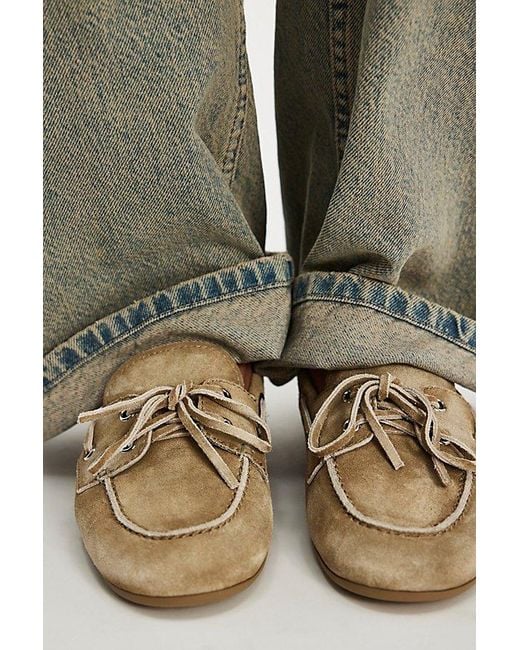 Jeffrey Campbell Blue Distressed Leather Boat Shoes