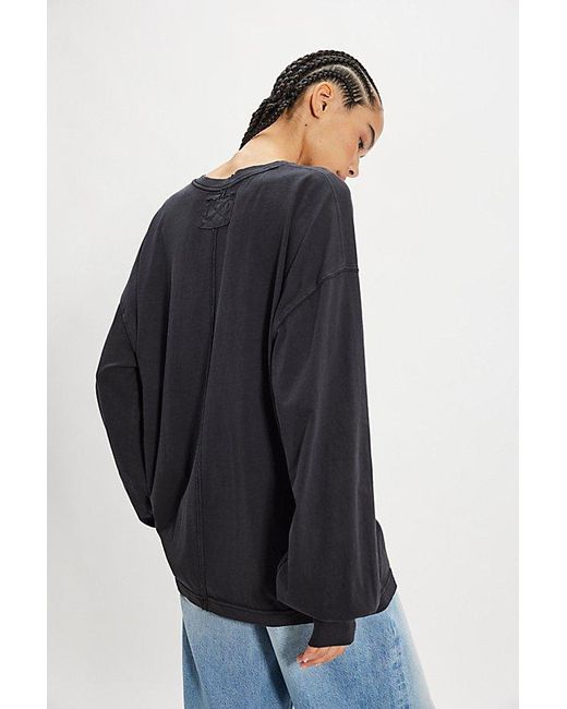 Free People Blue Perfect Oversized Long Sleeve Top