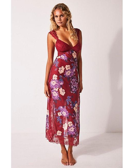 Intimately By Free People Red Suddenly Fine Maxi Slip