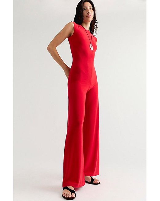 Norma Kamali Red Sleeveless Jumpsuit