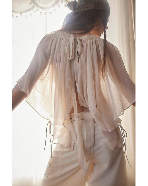 Free People White Emma Cape Top