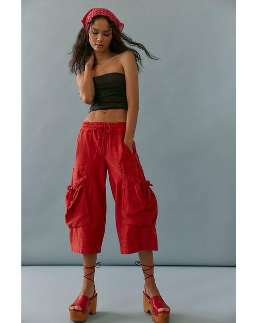 Free People Red Ashton Crop Pants