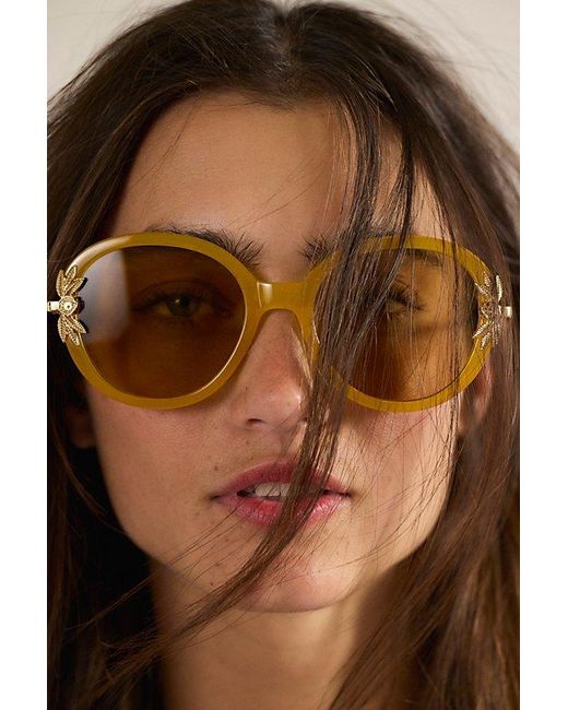 Free People Brown Ines Round Sunglasses