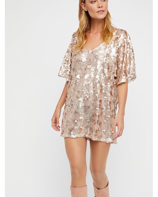 Free People Sequin T shirt Mini Dress Lyst