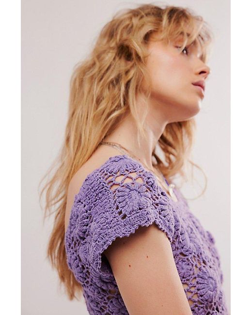 Free People Purple We The Free Alicia Crochet Sweater