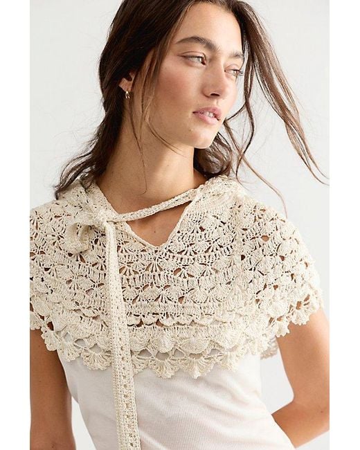 Free People Natural Draped Crochet Hood