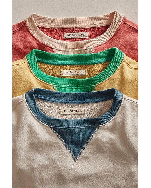 Free People Natural Classic Crew Colorblock Sweatshirt At In Tea Combo, Size: Small