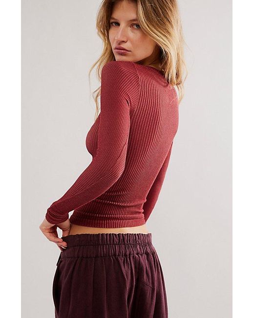 Free People Red Clean Slate Seamless Layering Top