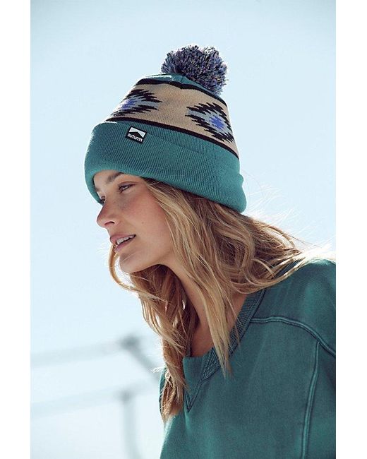 Free People Blanket Pom Beanie in Blue