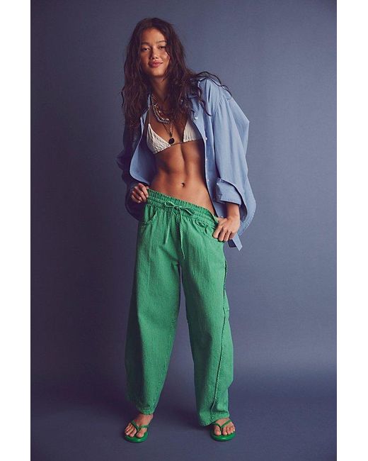Free People Blue Something Good Pull-On Barrel Pants