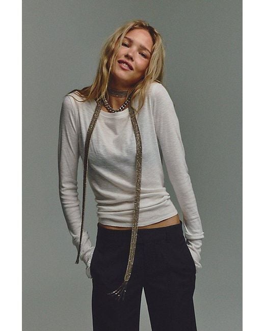 Free People Gray Tinsley Long Sleeve Top