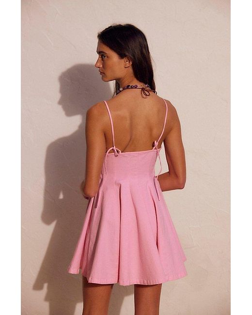 free-est Pink Tan Lines Stretch Linen Mini Dress By