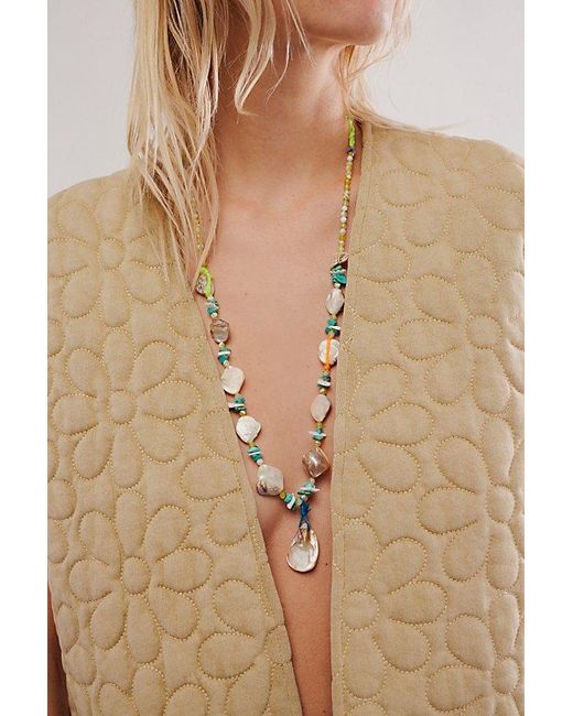 Free People Multicolor Washed Ashore Pendant Strand Necklace