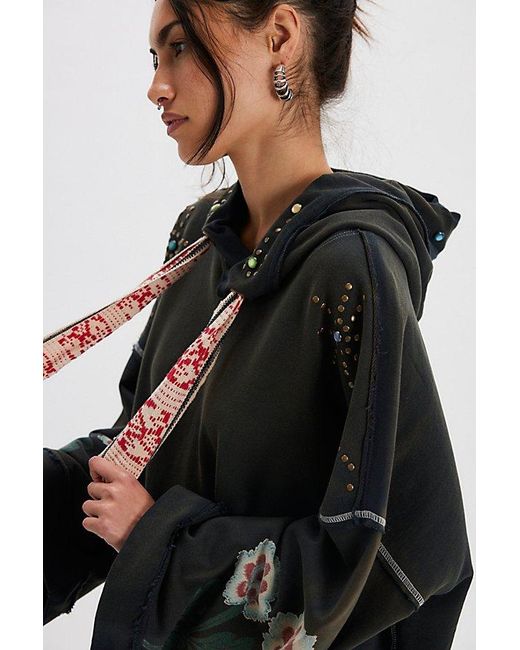 Free People Black Bejeweled Pullover