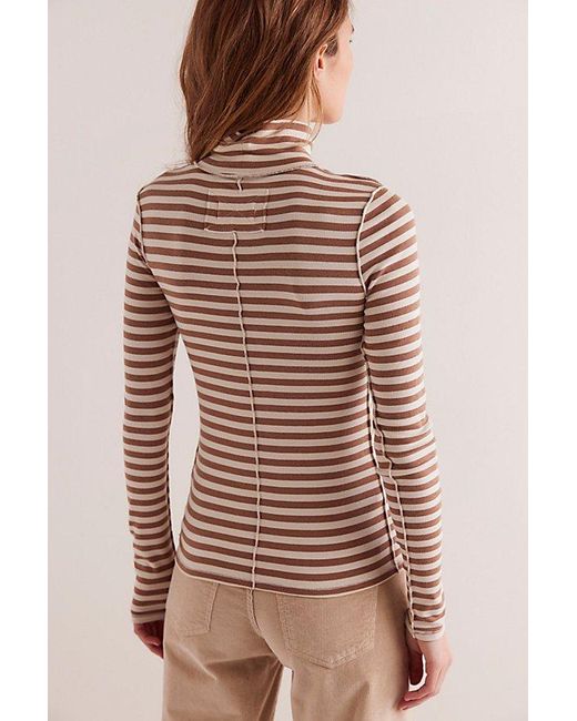 Free People Brown We The Free Good Good Stripe Turtleneck