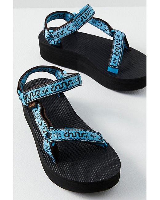 Teva Blue Flatform Universal Sandals At Free People In Bandana Aquarius, Size: Us 7