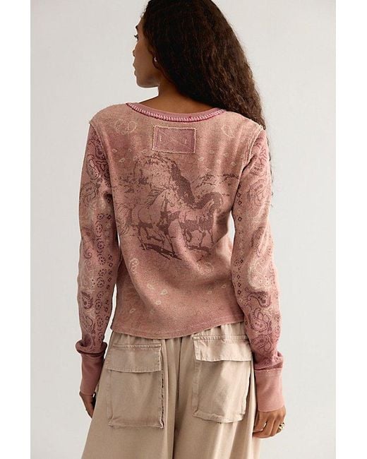 Free People Brown We The Free Saddle Up Thermal Top