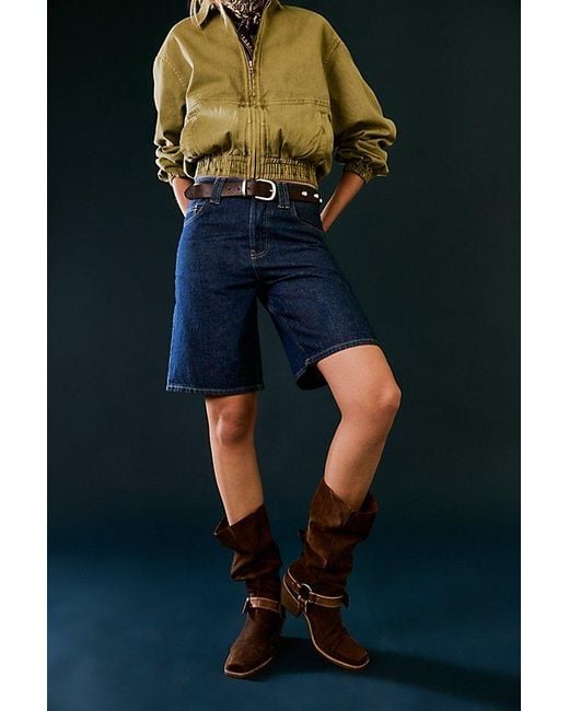 Free People Blue Denver Double Buckle Boots