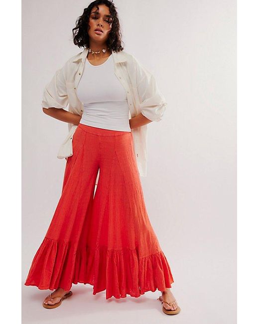 Free People Red Summer Kiss Godet Pants