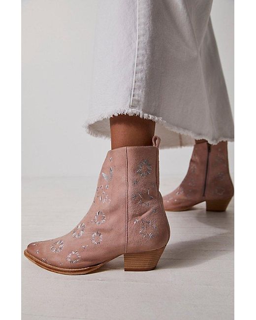 Free People Pink Bowers Embroidered Boots