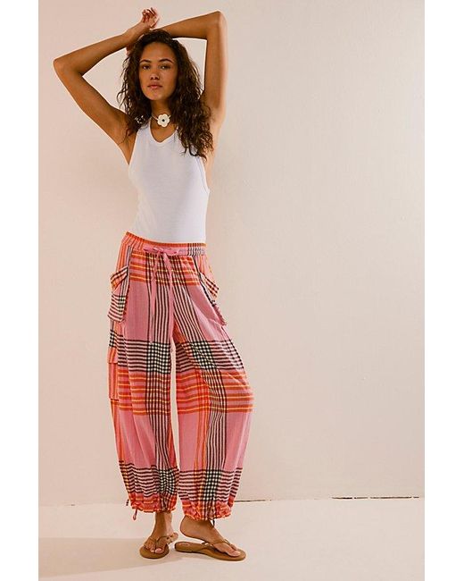 Free People Red Crafted Cargo Pants