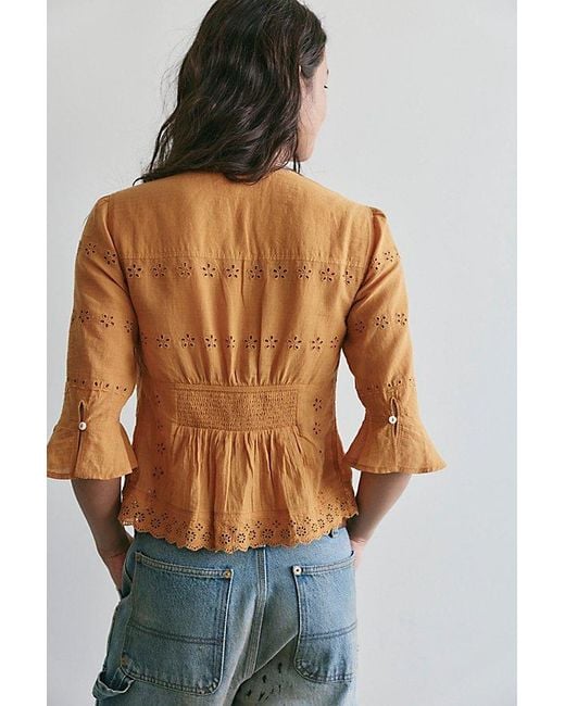 Free People Blue Salone Eyelet Top