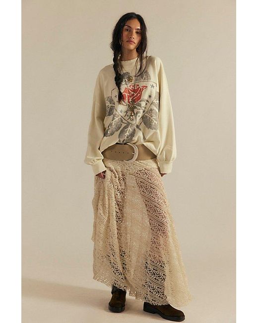 Free People Natural Palm Spring Turtleneck Graphic Pullover