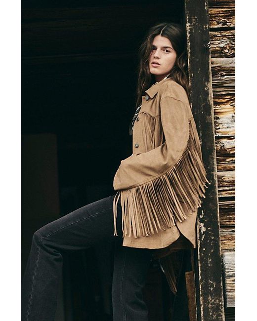 Free People Black Fringe Out Vegan Suede Jacket