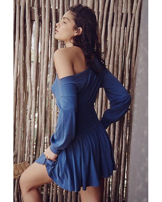 Free People Scorching Hot Long-Sleeve Mini Dress in Blue | Lyst